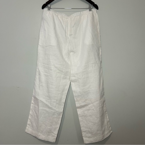Eileen Fisher White Organic Linen Straight Pants PL - Picture 7 of 16